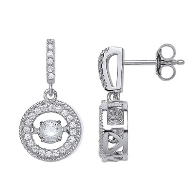 Silver Jewelco London CZ Floating Halo Drop Earrings