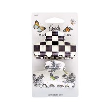 MacKenzie Childs x Goody 🖤 Black Courtly Check Medium Hair Claw Clips Set