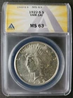 1922 S $1 Peace Silver Dollar VAM 1AI ANACS MS63