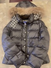 BURBERRY BLUE LABEL Down Jacket with a Fur Hood Black Women's Size 38 Used