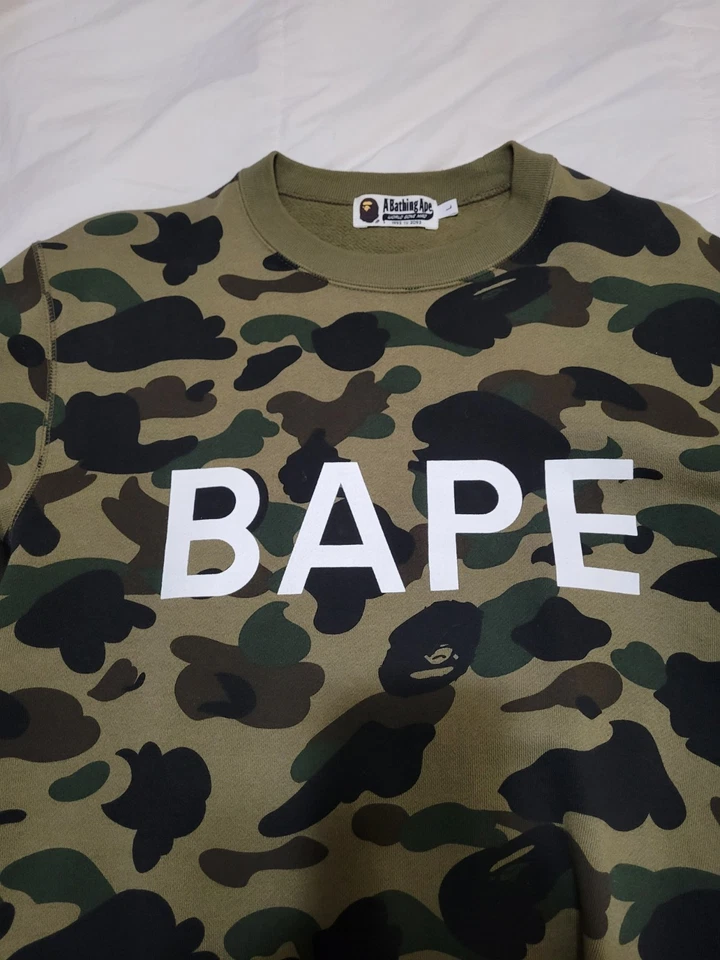 Suéter BAPE Para Hombre Grande - Un Mono de Baño Cuello Redondo - Verde Camuflaje L  Foto 4 de 4