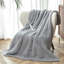 Heated Throw Blanket Double Sided Sherpa, Soft Heating Electric Blanket for Bed,