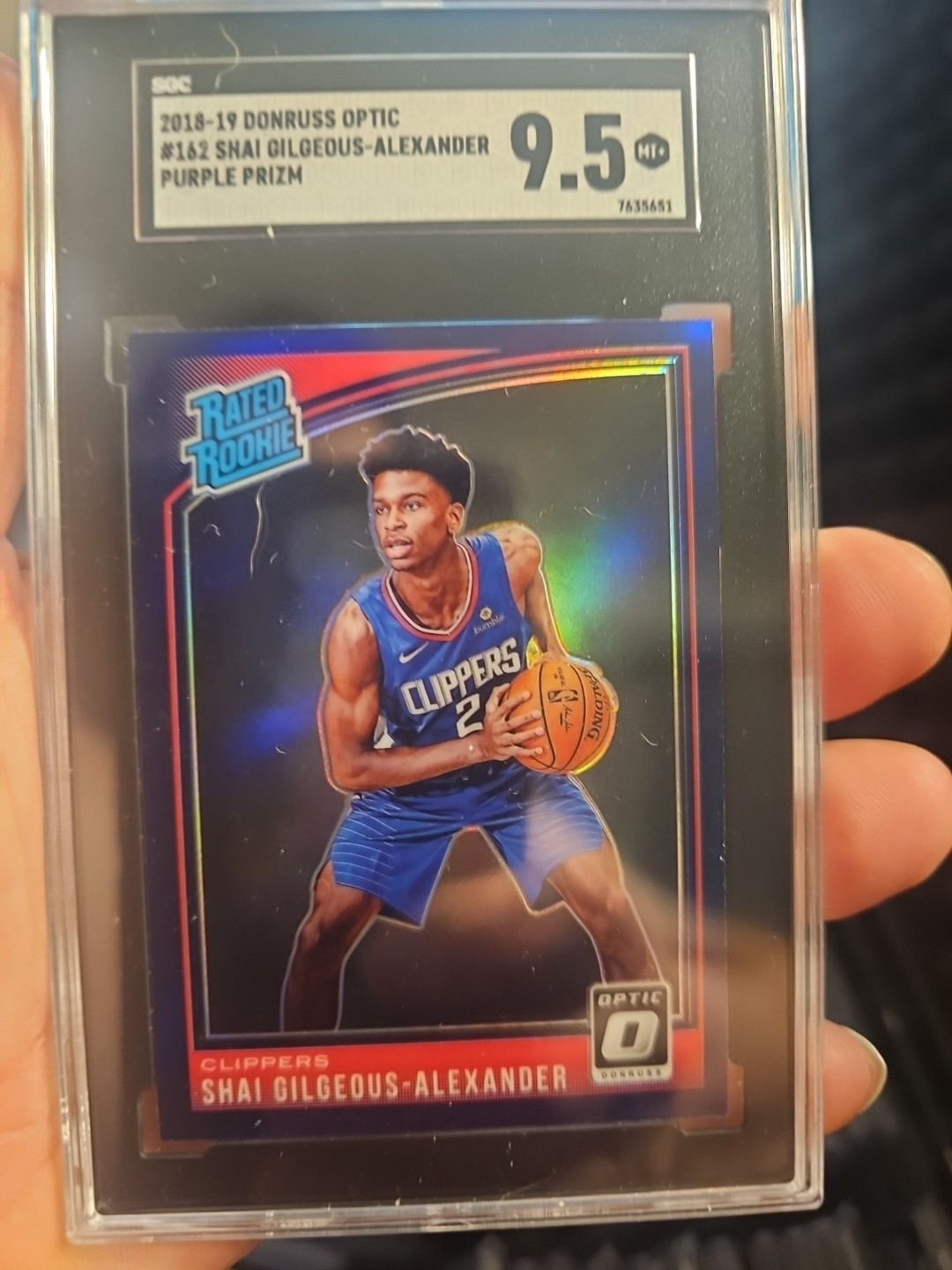 Shai Gilgeous Alexander 2018-19 Optic #162 Rated Rookie Purple Prizm RC Sgc 9.5