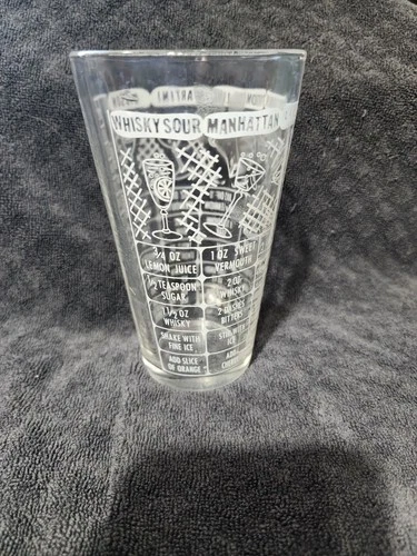 Vintage, Federal Glass,Bartender, Mixed Drink Recipes, Shaker Glass