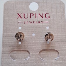 Xuping Ohrstecker silberfarben rund klarer Kr...