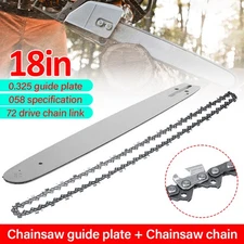 18" inch Chainsaw Guide Bar & Saw Chain Blade Set 0.325" .058" 72DL Drive Links