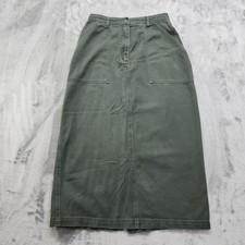 Vintage Marsh Landing Skirt Size 12 Green High Rise Midi Back Slit Cotton Denim