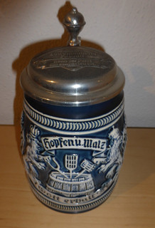alter Bierkrug LÖWENBRAUEREI PASSAU AG "Hopfen und Malz" Sammler 19?? Vintage