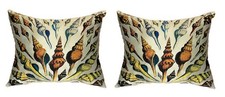Pair of Betsy Drake Multi-shells Antique Print Pillows 16 Inch X 20 Inch