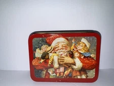 Vintage Christmas Playing Card Set in Tin Santa Claus Mrs. Grossman's 1987