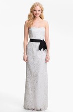 NEW ADRIANNA PAPELL Strapless Lace BELTED BRIDAL DRESS GOWN SIZE 10 $300  IVORY