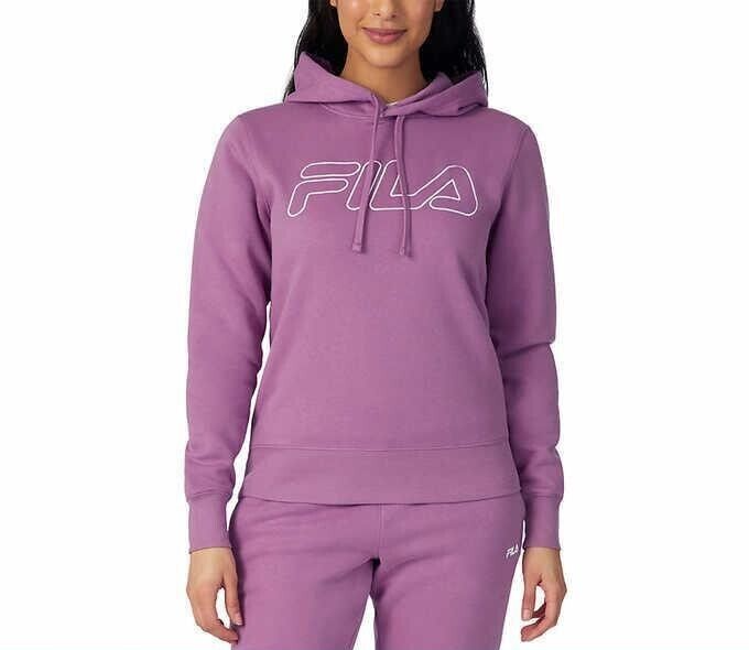 FILA Felpa con cappuccio nuova con etichette logo donna ricamato manica lunga gelso taglia 2X $60 1B248