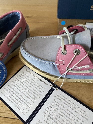 Sebago Women's Docksides Spinnaker Deck Shoes Grey Blue Pink Nubuck Size 3.5 W - Picture 16 of 19
