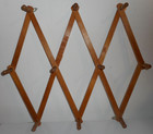 Kmart Accordion Wooden 10 Peg Rack 3 Hooks Hanger Wall Mug Coat Hat Jewelry Vtg