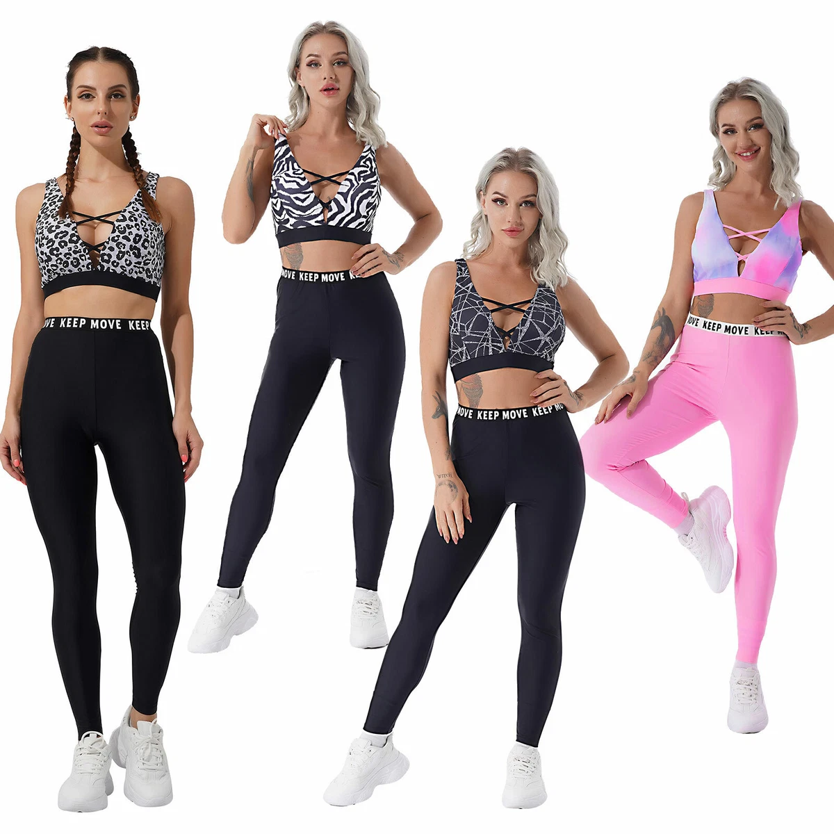 Women Casual Two-piece Sport Gym Outfits Cropped Vest with Letter Print  Leggings