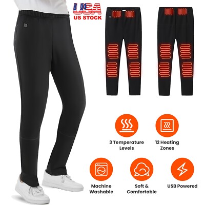 Heated Pants Electric USB 12 Zones Soft Heating Trousers Outdoor Winter Warm