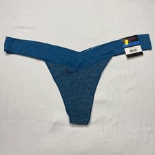 No Boundaries Juniors Thong Underwear sz XXXL Blue Gold Glitter Stretch NEW