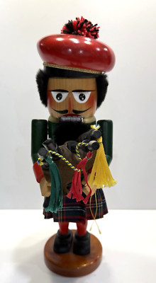 Vintage German Steinbach Chubby Scottish Bagpiper Nutcracker Christmas 15''