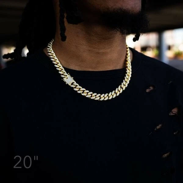 12mm 18K Gold Iced Cuban Link 20