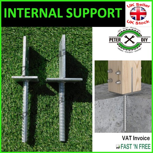 Heavy Duty Galvanised "Internal" Post Support Foot Thickness: 8mm Height: 335mm - Picture 2 of 7