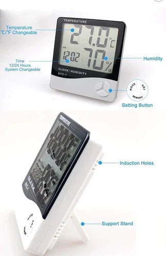 Thermometer Innen Digital LCD Hygrometer Temperatur Luftfeuchtigkeit Messgerät Wecker - Bild 9 von 13