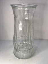 E O Brody Co VASE Cleveland O USA Clear Glass Ribbed Pattern 8 1/2” VINTAGE
