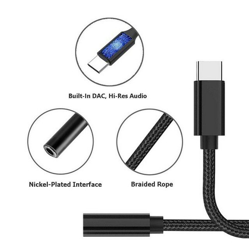 Samsung Galaxy A33 A53 A73 USBC to 3.5mm Headphones Cable Aux Adapter