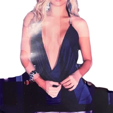 Espiral AM:PM Black Halter With Silver Tone Accents Stretch Size XL NWT