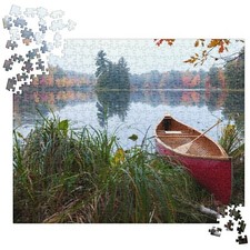 Roltak – Canoe Lake Watercolor Sunset Jigsaw Puzzle – Made in USA