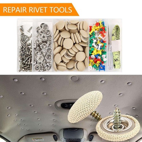 Kit De Réparation De Garniture De Toit De Voiture, 65 Pièces, Rivets De Réparation De Toit De Voiture, Bouton Universel, Rivet à Pression De Plafond Automatique Avec Outils D'installation