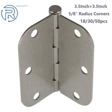 18-50 Pack Satin Nickel Door Hinges with 5/8" Radius Corners 3.5 Inch