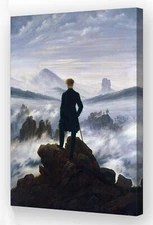 Wanderer Above The Sea of Fog Poster Vintage Framed Canvas Painting Wall Art