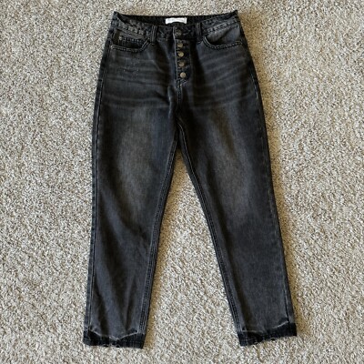 TNR Jeans Straight Leg Womens 27 (approx 29x26) Faded Black Button Fly