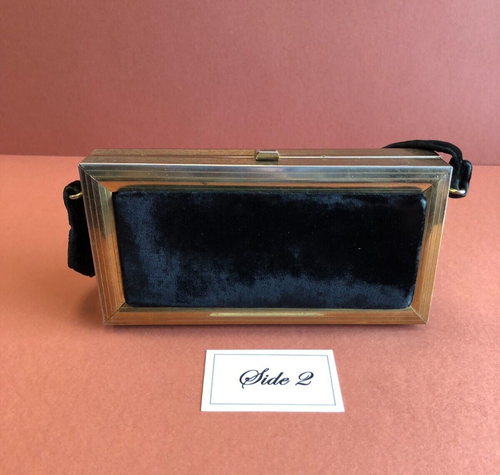 Vintage Velvet and Brass Box Purse - Picture 3 of 9