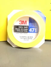 3M 07180 Yellow Fine Line Vinyl Tape 471, 1/2" x 36 yds one roll