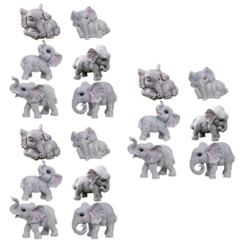 18 pcs Cute Miniature Desktop Elephant Figurines Cartoon Animal Statues - Foto 1 di 12