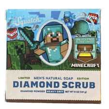 Dr Squatch x Minecraft Diamond Scrub Bar Soap Heavy Grit Men Limited Edition NEW