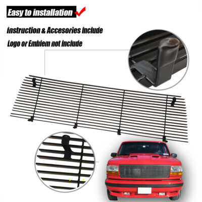 APS Stainless Steel Billet Grille For Ford Bronco & F-Series Trucks 1992-1996 - Chrome Polished 8x6 Insert