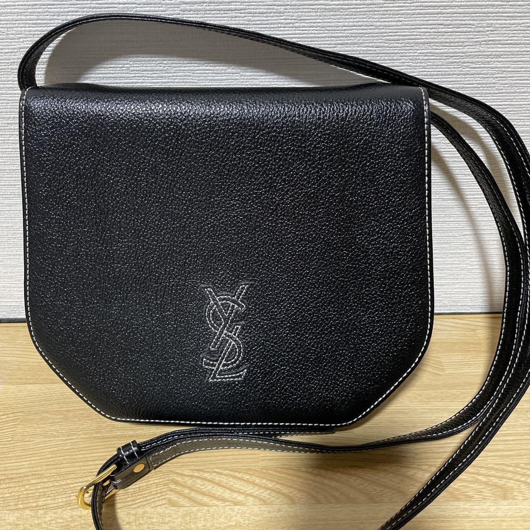 Borsa a tracolla Yves Saint Laurent punto pelle nera vintage YSL dal Giappone