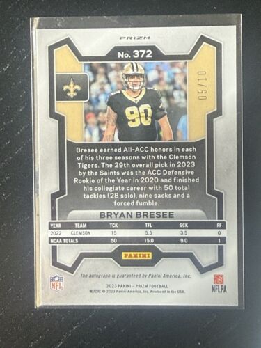 2023 Panini Prizm - Rookies Bryan Bresee #372 Gold Prizm /10 (RC) auto - Picture 2 of 5
