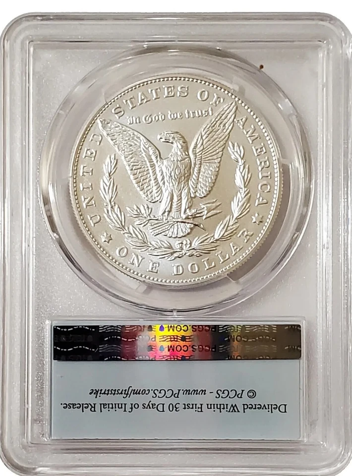 2023-P $1 MORGAN DOLLAR PCGS MS70 First Strike US Flag Label Silver Coin. - Image 2 of 4