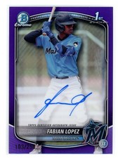 2025 Bowman Chrome FABIAN LOPEZ 1st Purple Refractor  Auto RC #d/250 Marlins