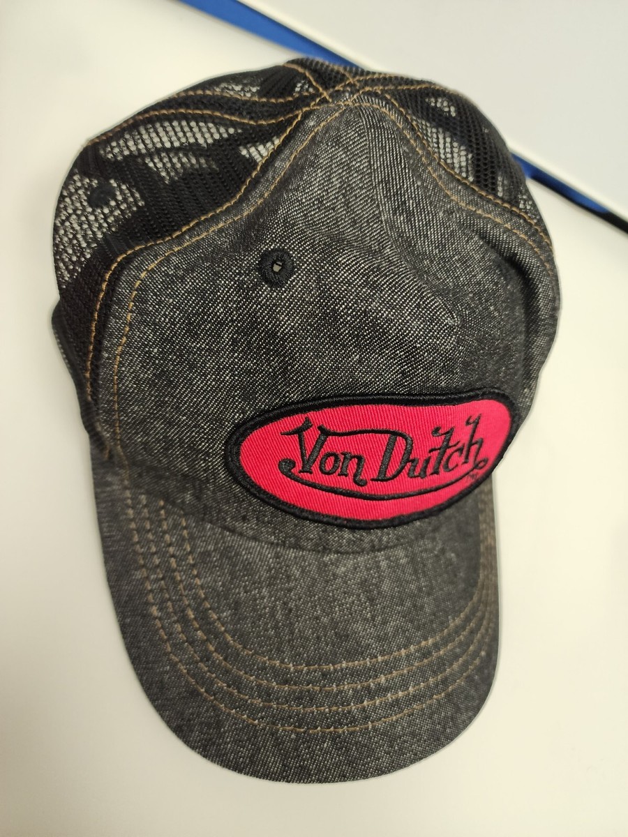 Vintage Von Dutch Logo black Denim gold stitch Mesh Trucker Vintage Von Dutch Logo black Denim gold stitch Mesh Trucker