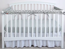 3 PC Moonsea Quilted Rail Cover Teething Guard ~ Gray & White Star ~ FAST SHIP