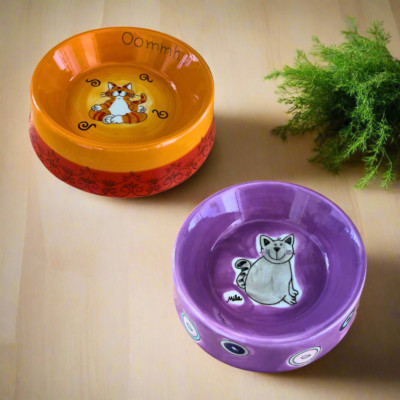 Handgefertigte Keramik Katzennäpfe - niedlicher & bunter Futternapf einzigartiges Geschenk für Katzen