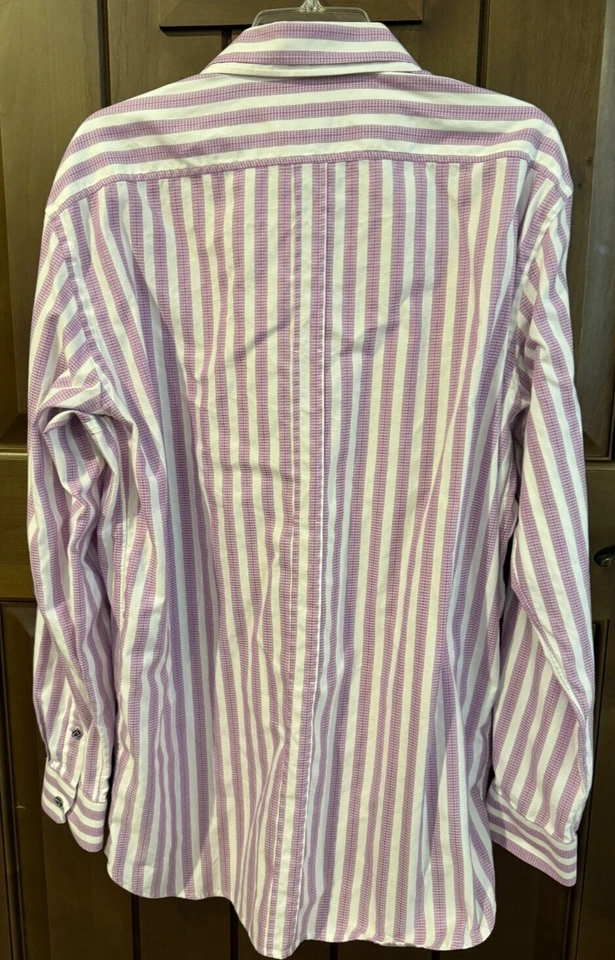 Brandolini Dress Shirt Men's XL Long Sleeve Accent Buttons Light Purple/White - Image 2 of 4