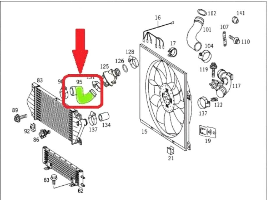 Durite de turbo appropriées pour Mercedes W176 A 180 CDI 1.5 109 CV Diesel OM 607.951 (K9K) 2012
