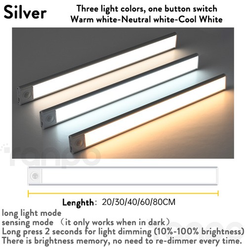 Dimmable LED Motion Sensor Under Closet Light Rechargeable Magnetic Cabinet Lamp - Picture 14 of 14
