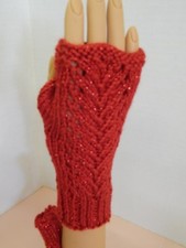 Handmade Fingerless Texting Gloves - Red