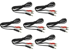 6pcs 6ft 3.5mm Male Stereo Earphone to RCA Male Audio Input Cable MP3, Phone 6X